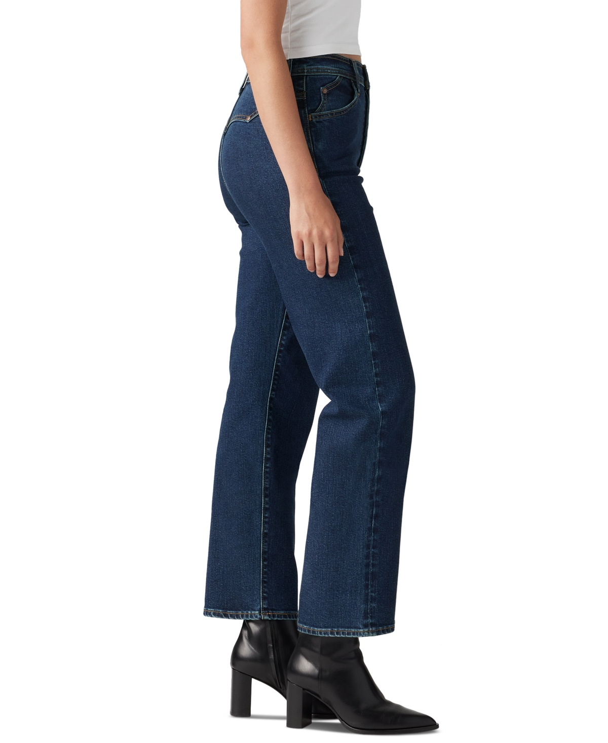 Levi's Women's Ribcage High Rise Straight Ankle Jeans In Silver Lode