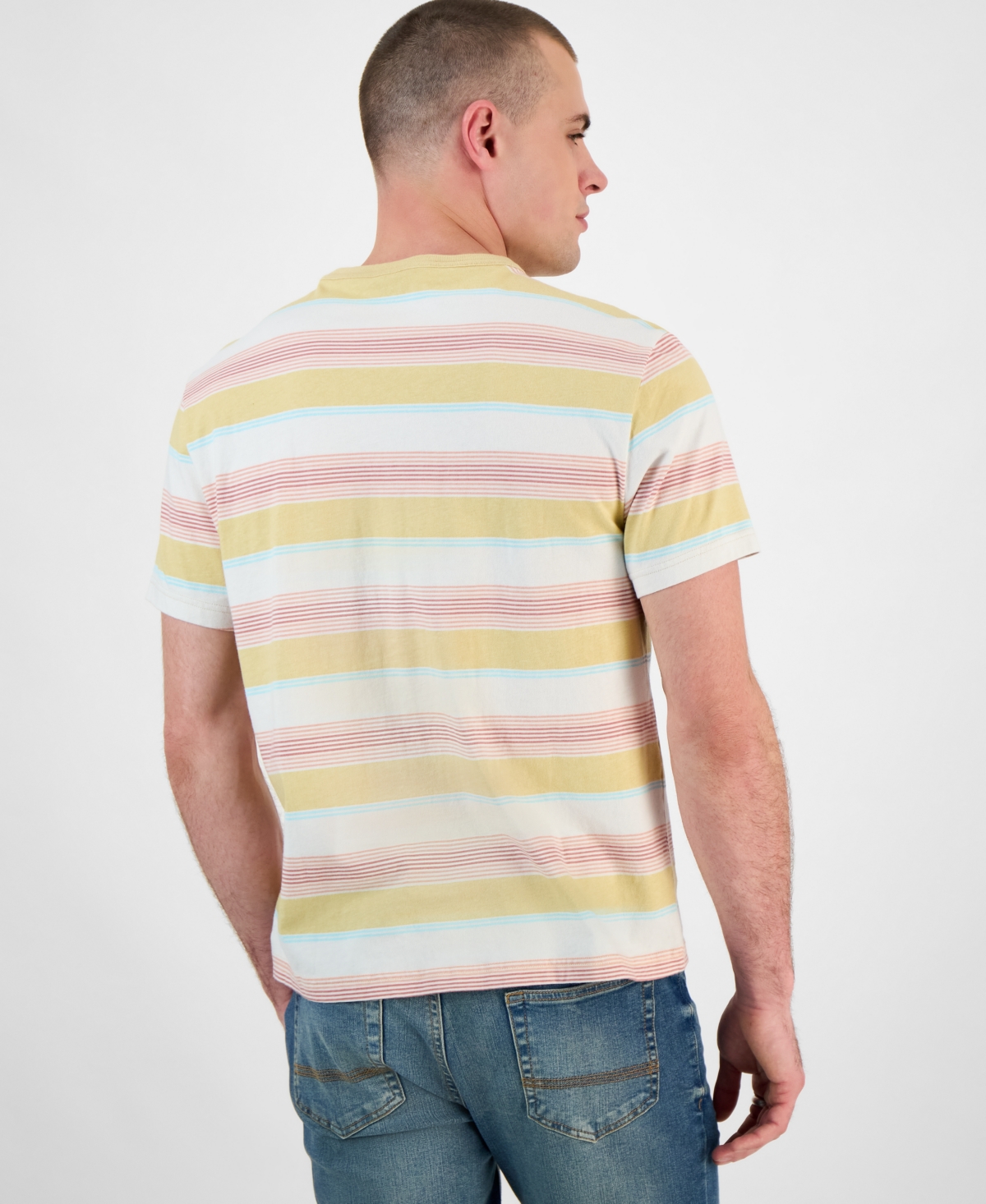 Sun + Stone Men's Regular-fit Stripe Pocket T-shirt, Exclusively At Macy's In Toasted Grain