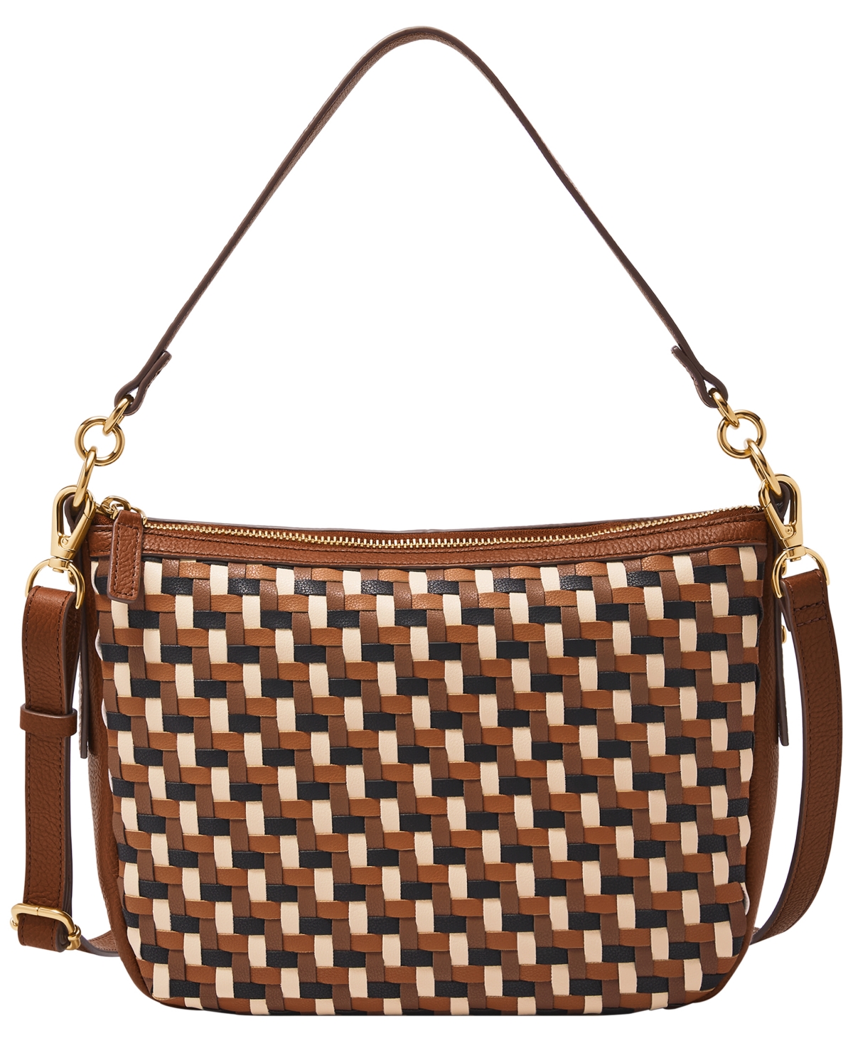 Jolie Leather Crossbody Bag - Neutral Woven