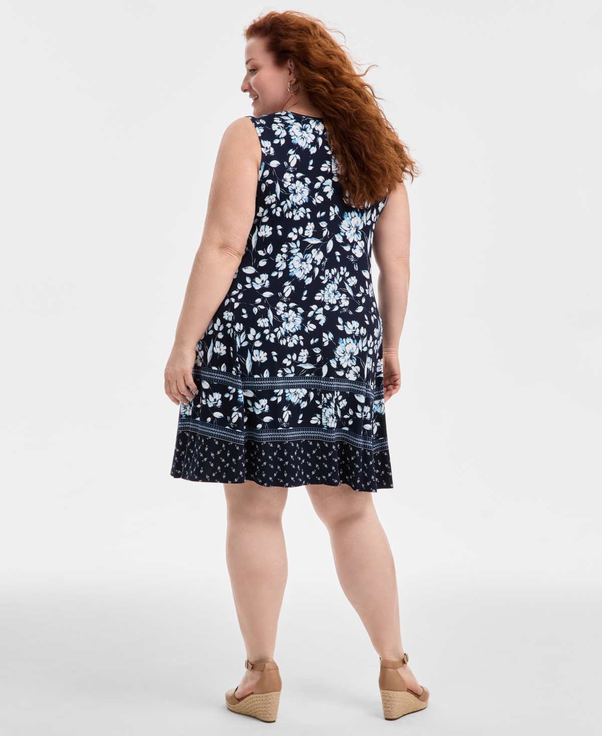 STYLE & CO PLUS SIZE PRINTED SLEEVELESS FLIP-FLOP DRESS, EXCLUSIVELY AT MACY'S 