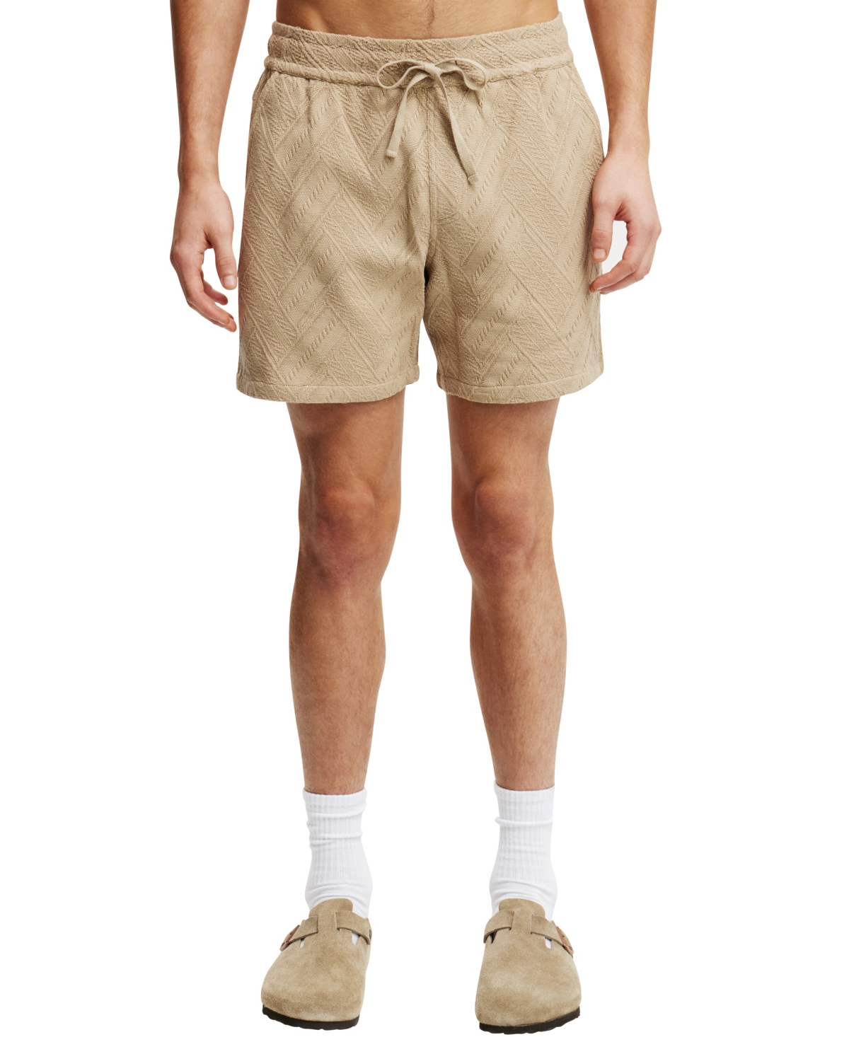Shop Cotton On Men's Elevated Easy Short In Taupe Herringbone