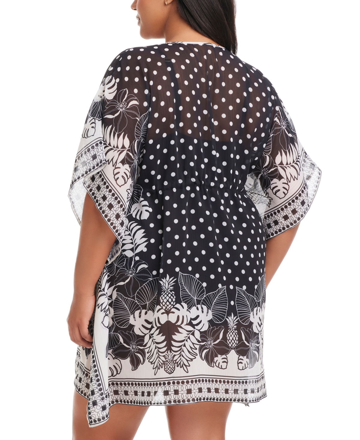 Bleu Rod Beattie Plus Size Printed Double Trouble Caftan Cover-up In Black