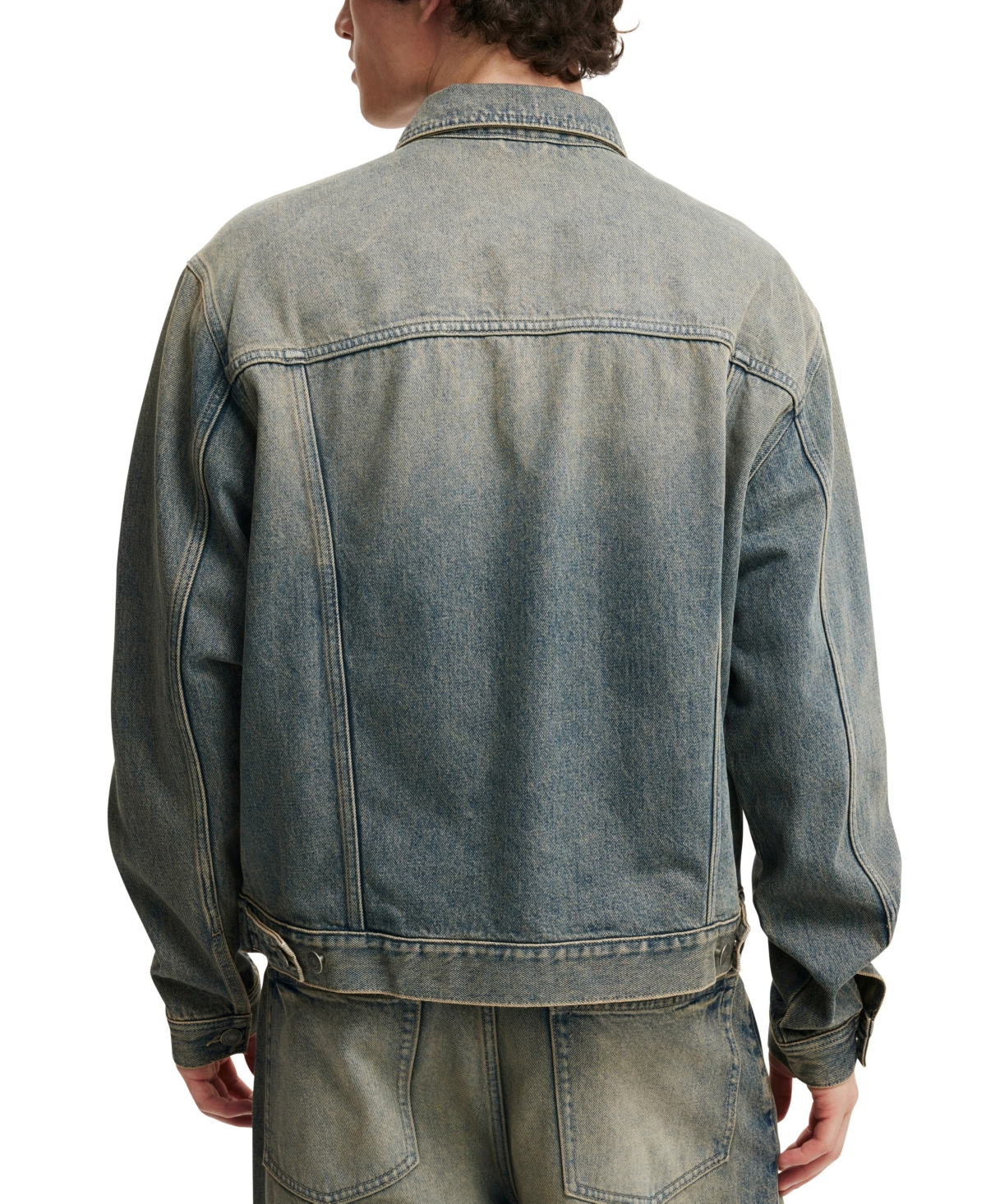 Shop Cotton On Men's Oversized Trucker Jacket In Sandstorm Blue