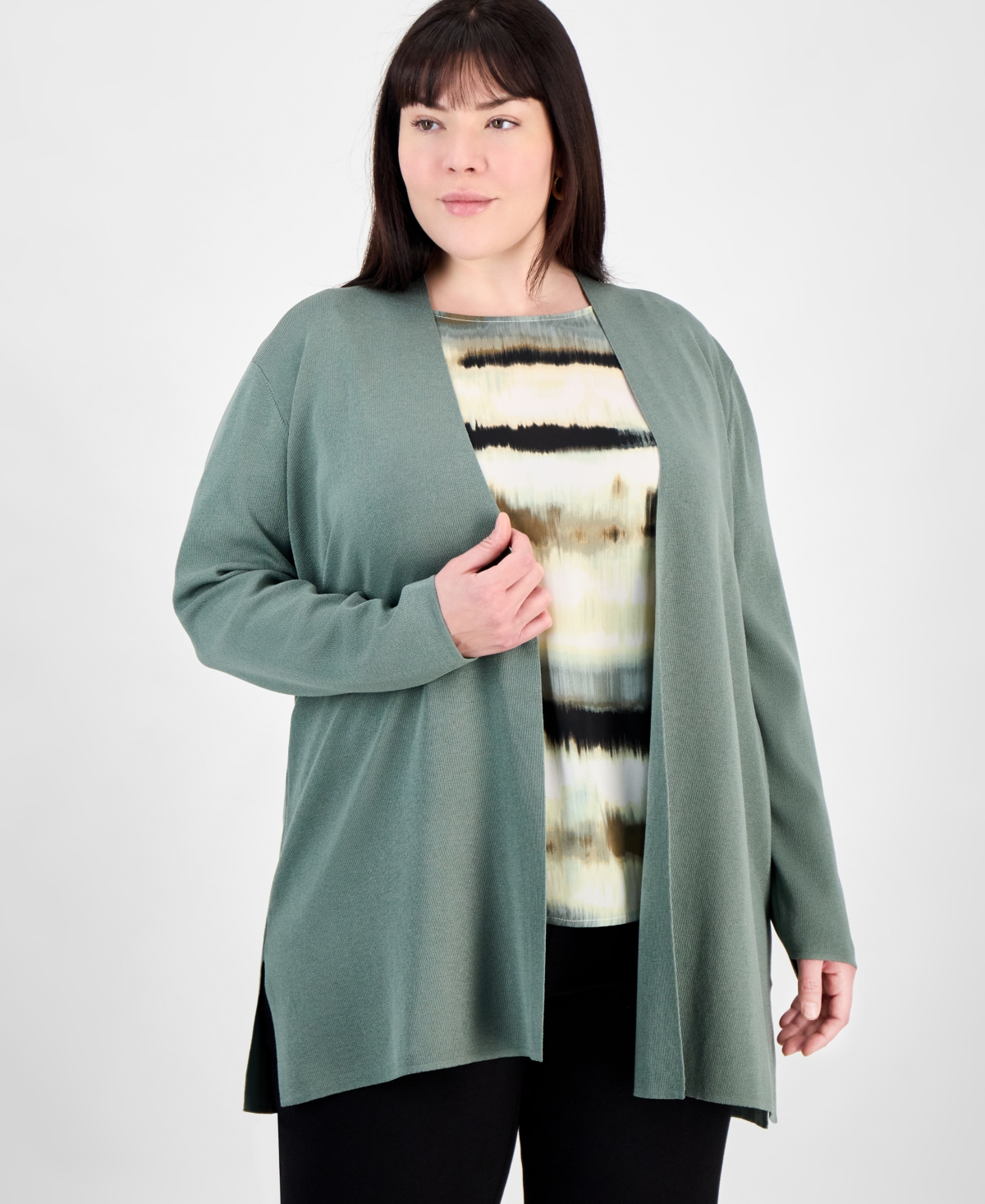 Anne Klein Plus Size Napa Open-front Cardigan