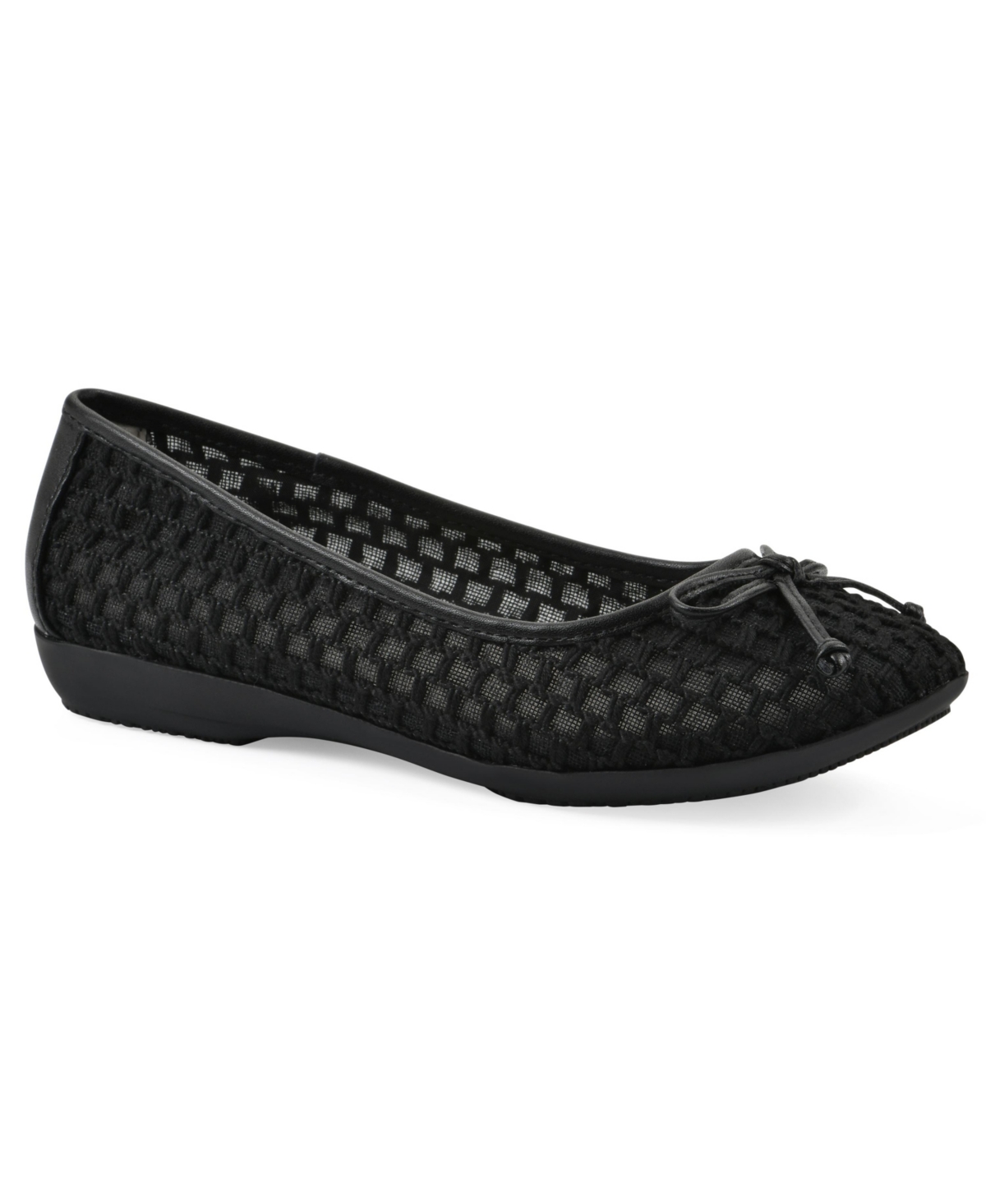 Women's Chelcy Round Toe Ballet Flats - Black Mesh Fabric
