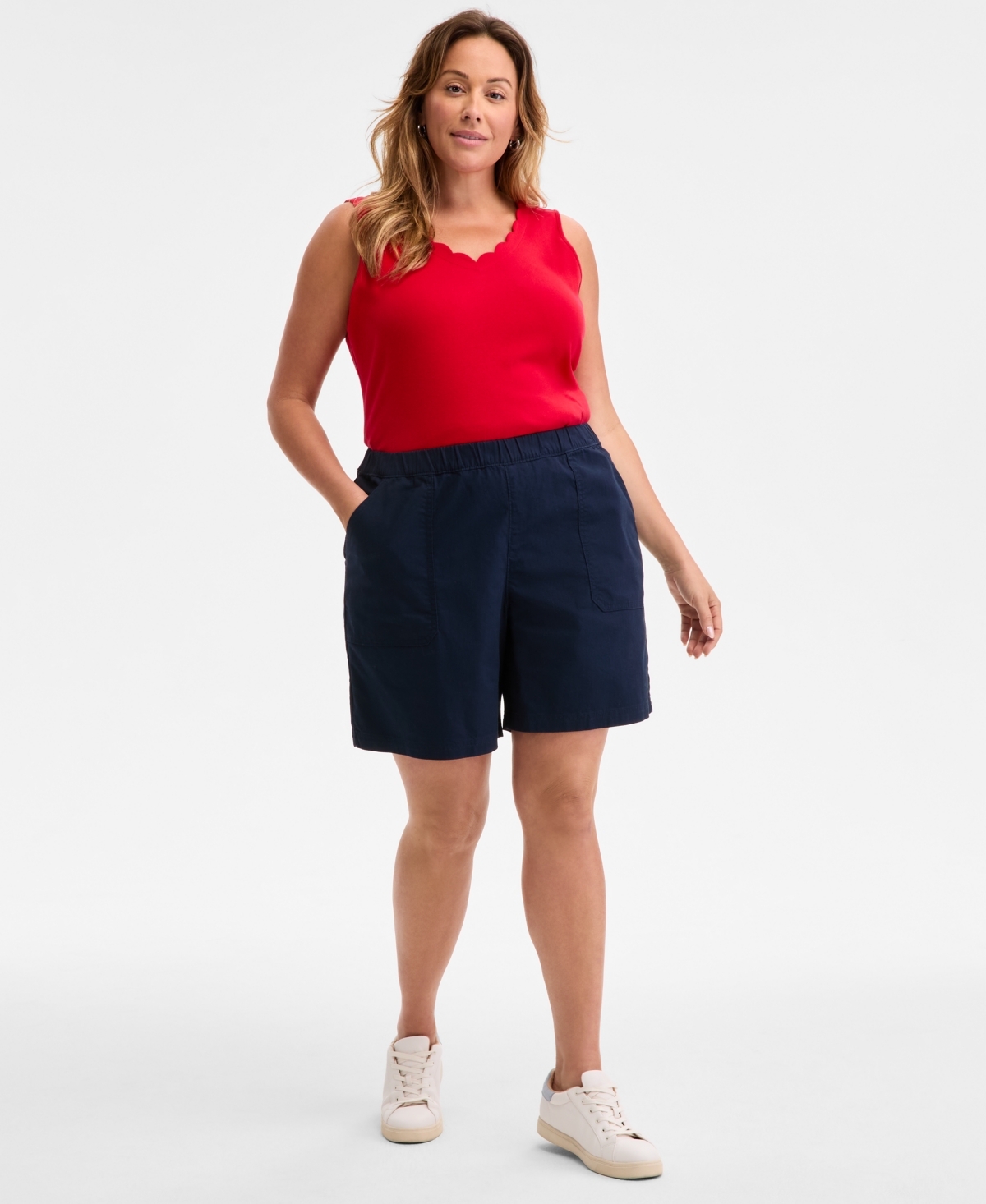 Shop Style & Co Plus Size Pull-on Shorts, Exclusively At Macy's In Industrial Blue