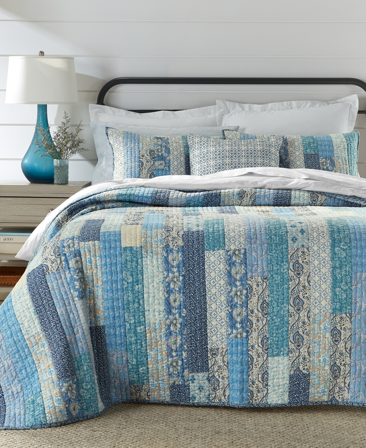 Charter Club Indigo Stripe Artisan 3-pc. Quilt Set, Full/queen, Exclusively At Macy's In Blue