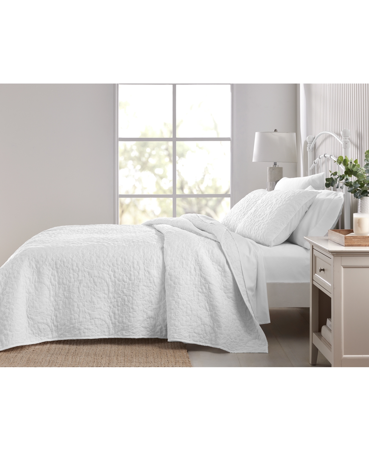 Charter Club Suzani Embroidery 3-pc. Quilt Set, Full/queen, Exclusively At Macy's In White