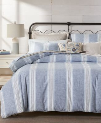 CHARTER CLUB CLIFTON COTTON LINEN STRIPE COMFORTER SETS EXCLUSIVELY AT MACYS 