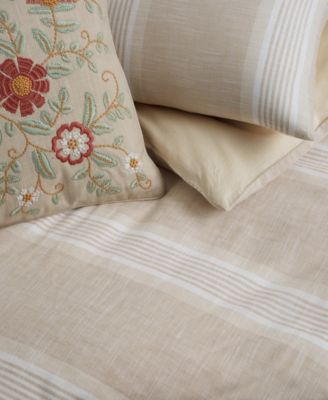 Clifton Cotton/Linen Stripe 3-Pc. Duvet Cover Set, Full/Queen, Exclusively at Macy's
