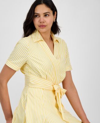 Tahari Women's Collared V-Neck Short-Sleeve Dress - Macy's