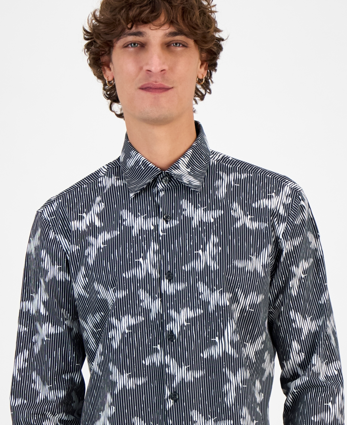 Hugo Boss Hugo By  Men's Ermo Butterfly Patterned Shirt In Black
