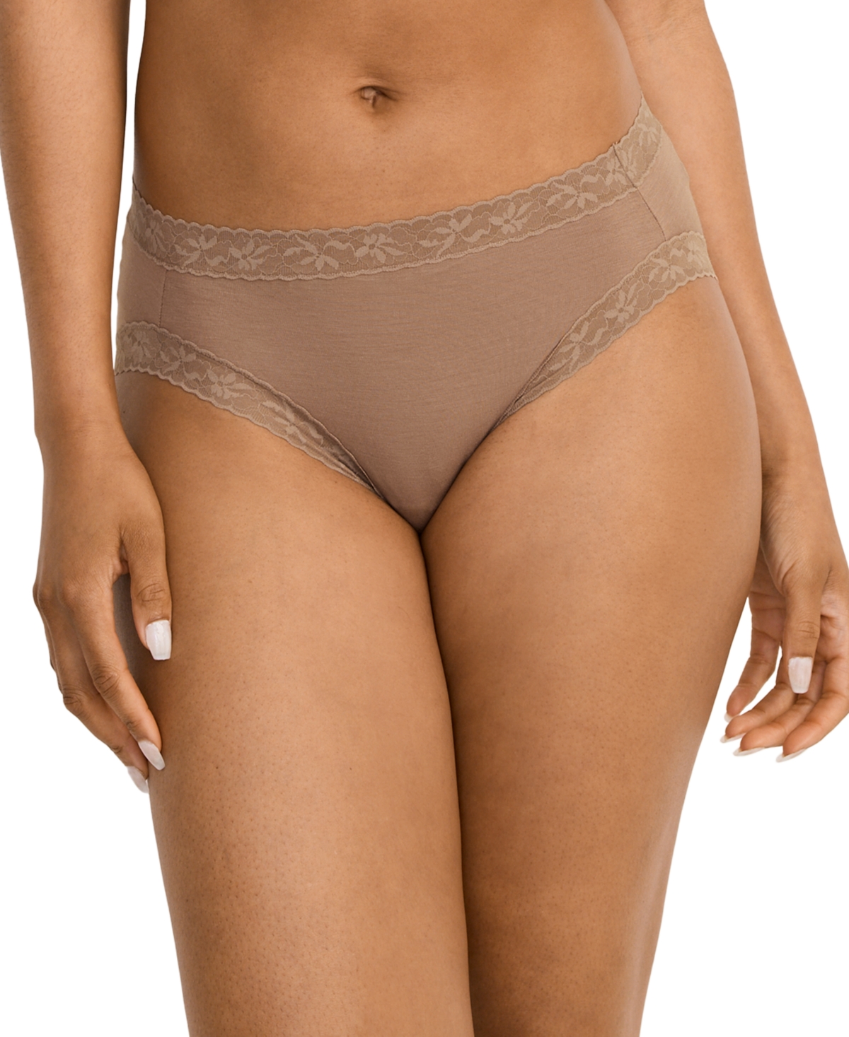 Women's High-Cut Lace Trimmed Brief Underwear 4611 - Peach Ice