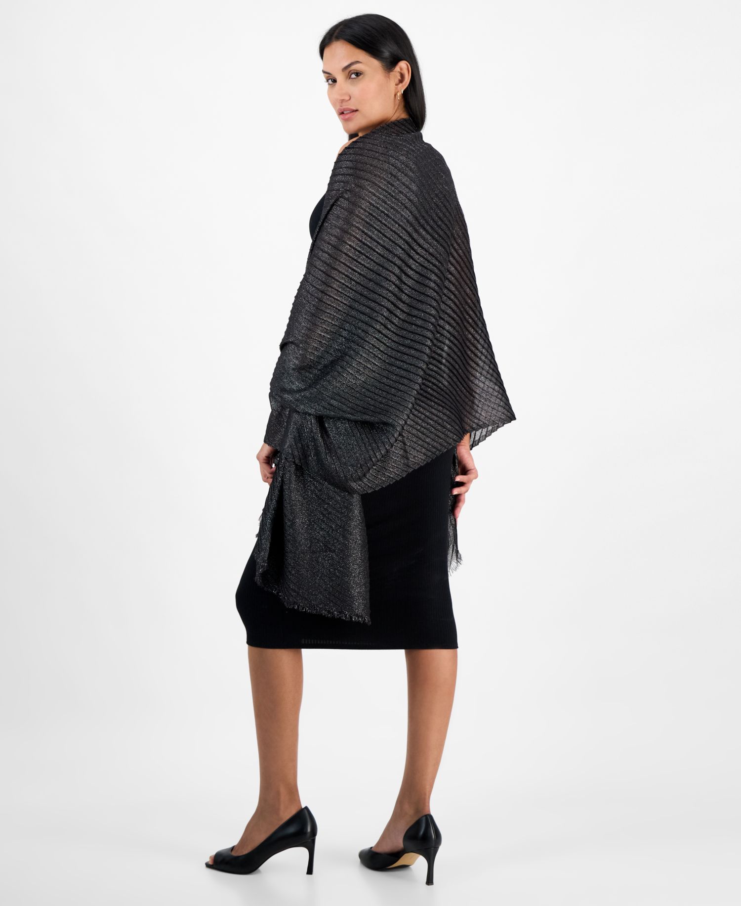 Pleated Shine Wrap Scarf