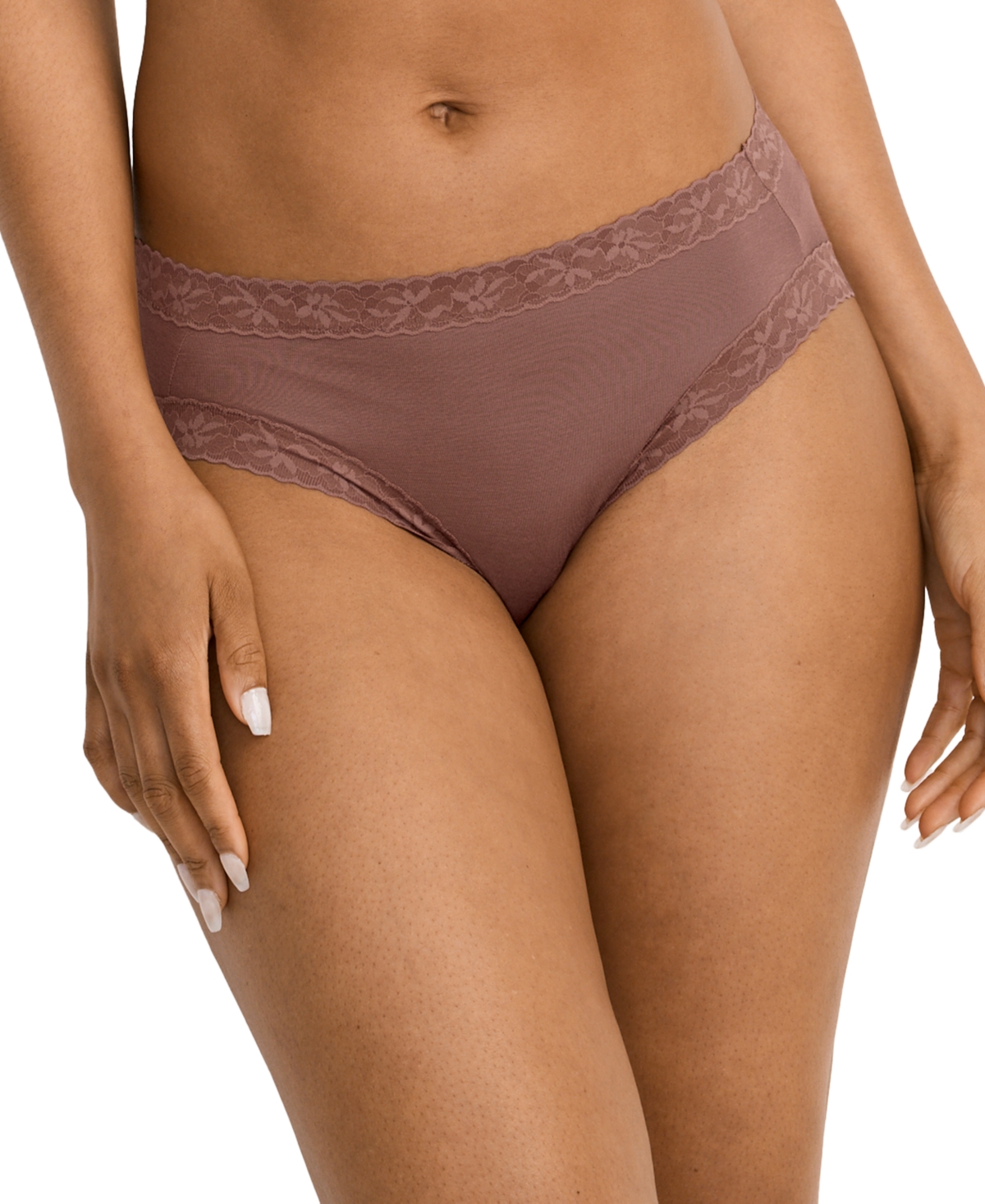 Women's High-Cut Lace Trimmed Brief Underwear 4611 - Peach Ice