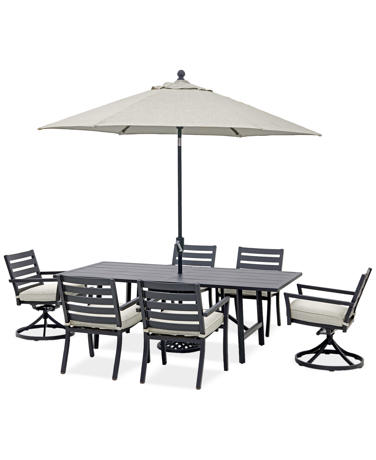 Agio Astaire Outdoor 7-pc Dining Set (84x42" Table + 4 Dining Chairs + 2 Swivel Chairs), Created For Macy In Pearl White
