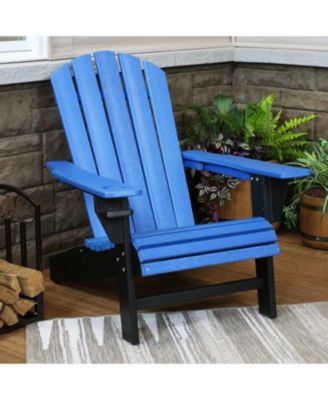Plastic All-Weather Heavy-Duty Outdoor Adirondack Chair with Drink Holder