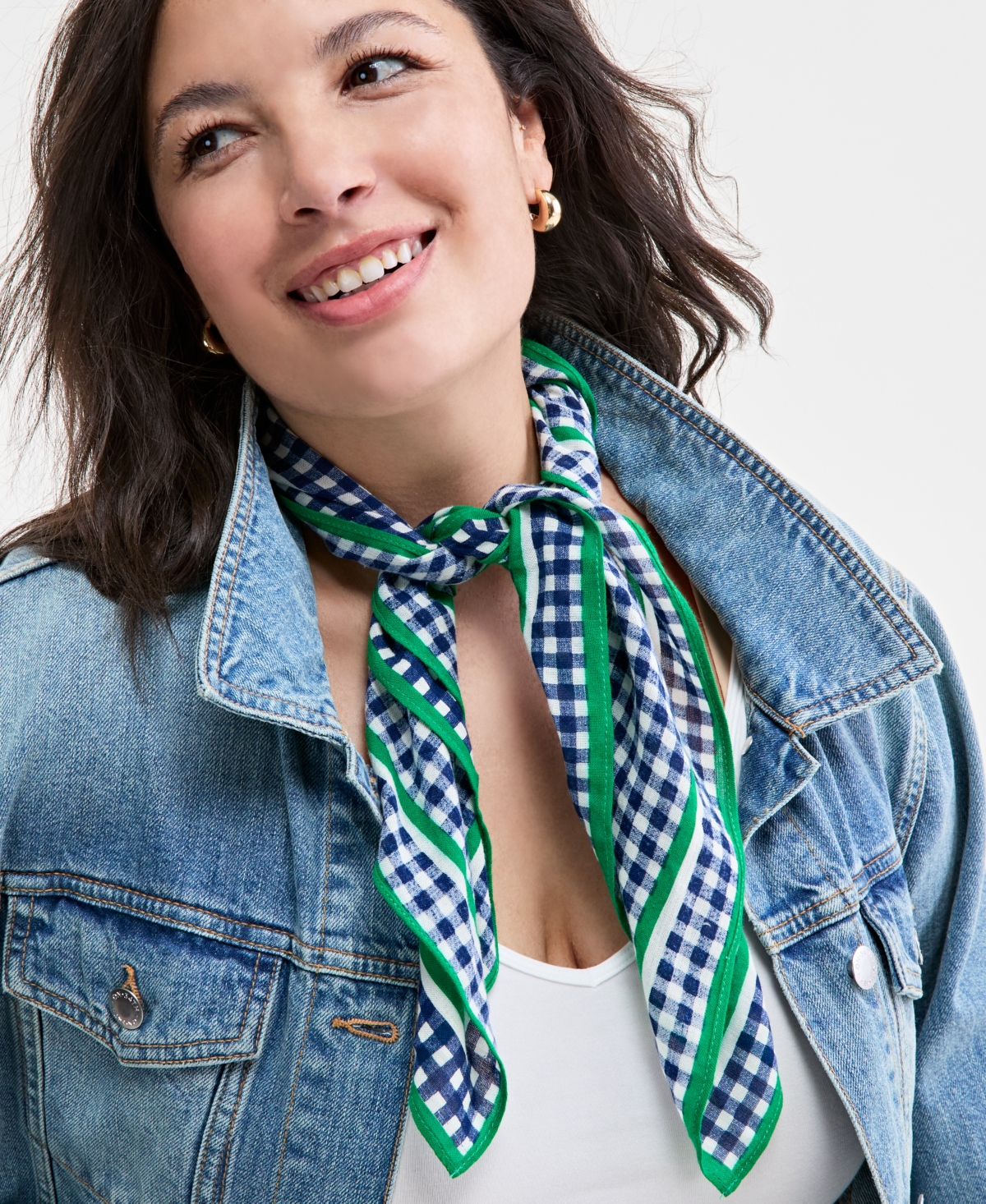 On 34th Gingham Square Bandana Scarf, Exclusively At Macy's In Navy