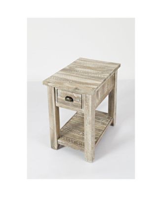 Artisan's Craft Solid Wood Chairside Table Drawer & Shelf Rustic Farmhouse End Table