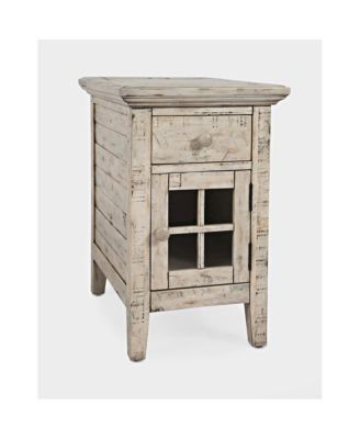 Rustic Shores Distressed Acacia USB Charging Chairside End Table