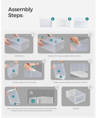 Stackable Clear Shoe Storage Boxes, Pack of 12, Transparent and White
