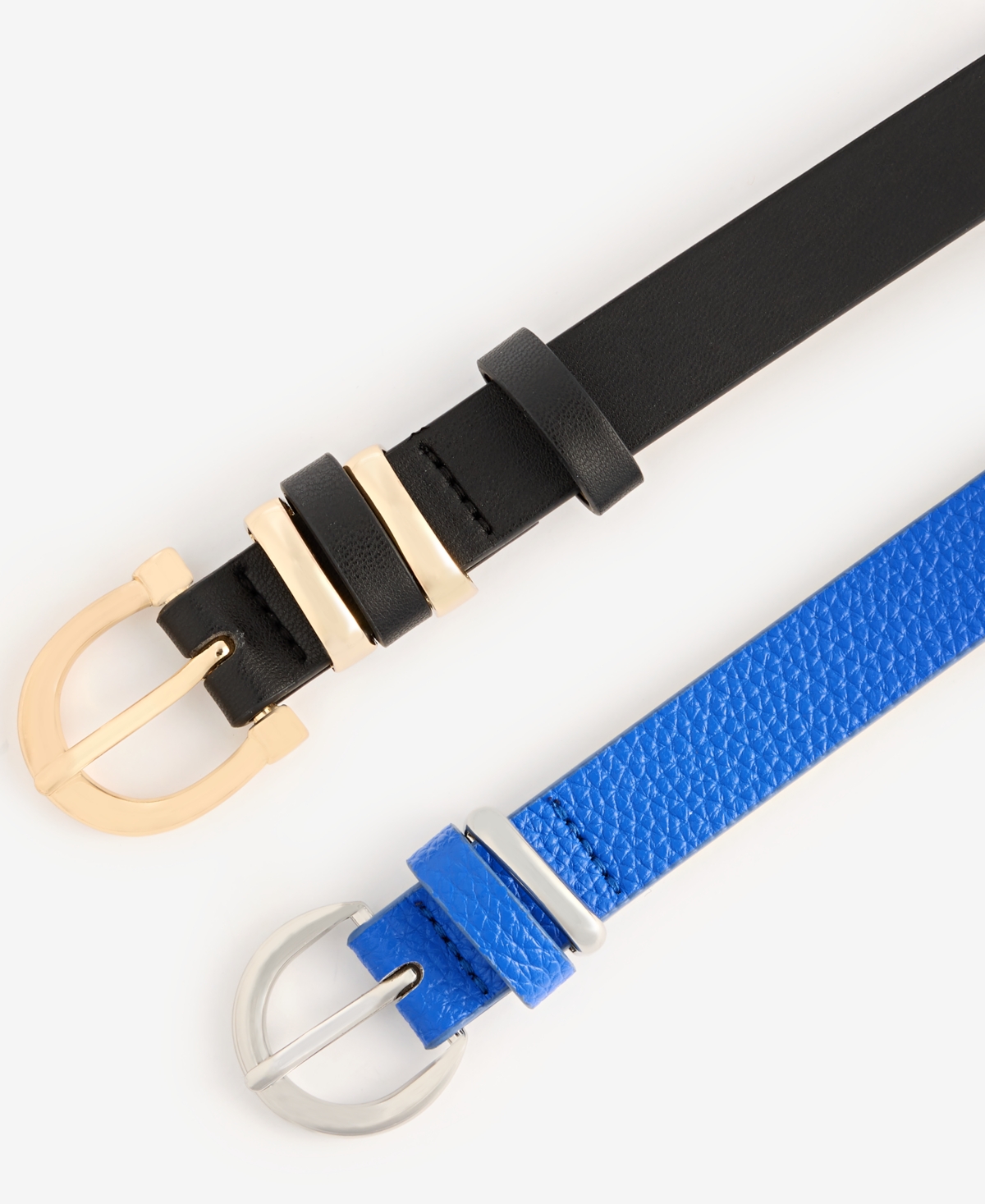 On 34th 2-pc. Faux-leather Belt Set, Exclusively At Macy's In Black Cobalt
