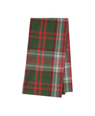 27' X 18" Axel Plaid Woven Cotton Kitchen Dish Towel Red White and Green Plaid
