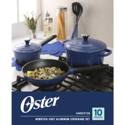 Platinum Amberton 10 Piece Cast Aluminum Pots and Pans PFA Free Ceramic Non stick Cookware Set - Blue