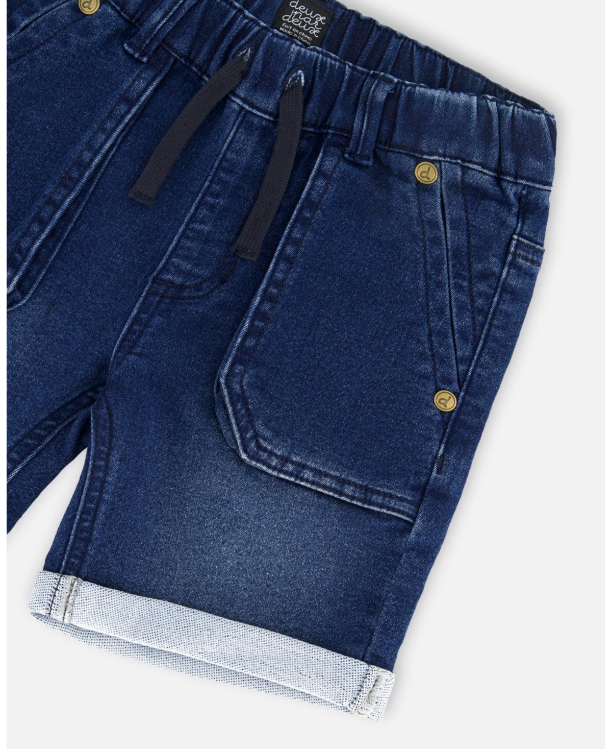 Deux par Deux Big Boys French Terry Denim Short Dark Denim Blue