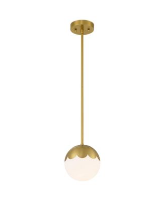 Camila 7" Mid Century Modern Pendant Ceiling Light Fixture Dining Room Over Table Globe Antique Brass Finish Mini