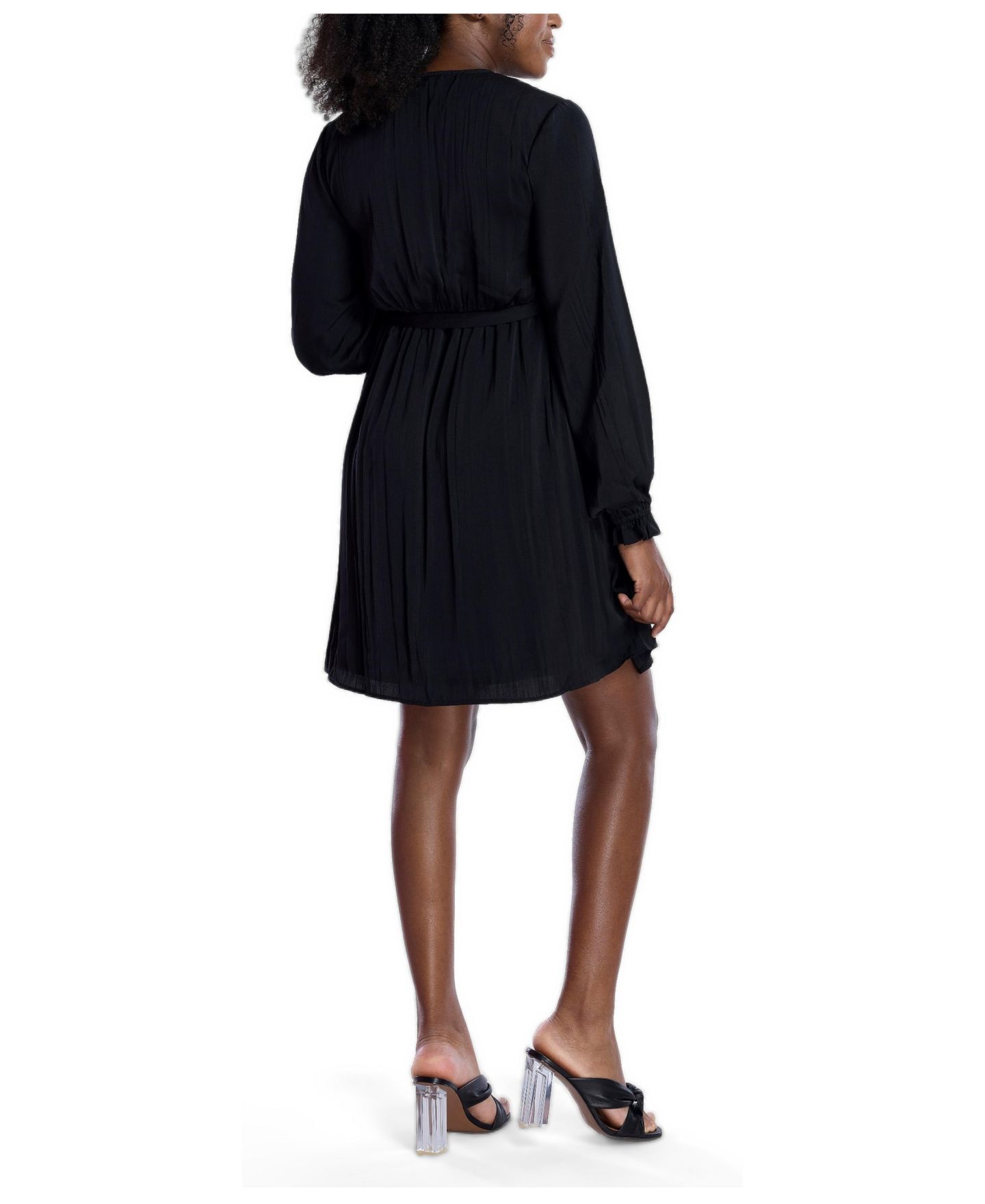 Женское платье Motherhood Maternity Woven Wrap Long Sleeve Mini Dress - Motherhood, цвет: Чёрный — фото 2