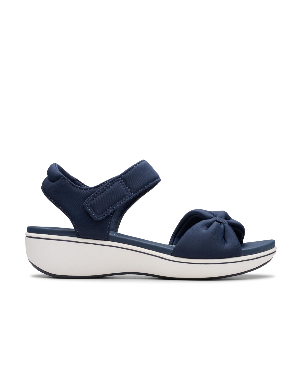 Clarks Cloudsteppers Women's Breeze Rae Sara Riptape Flat Sandals In Navy Textile