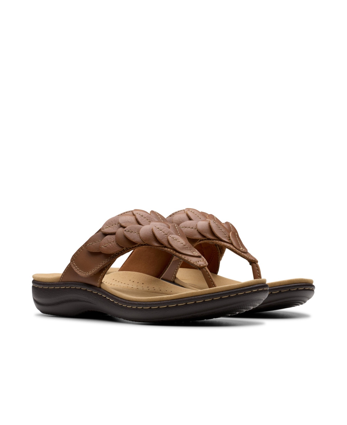 Shop Clarks Collection Women's Laurieann Palm Flip-flop Sandals In Tan Leather