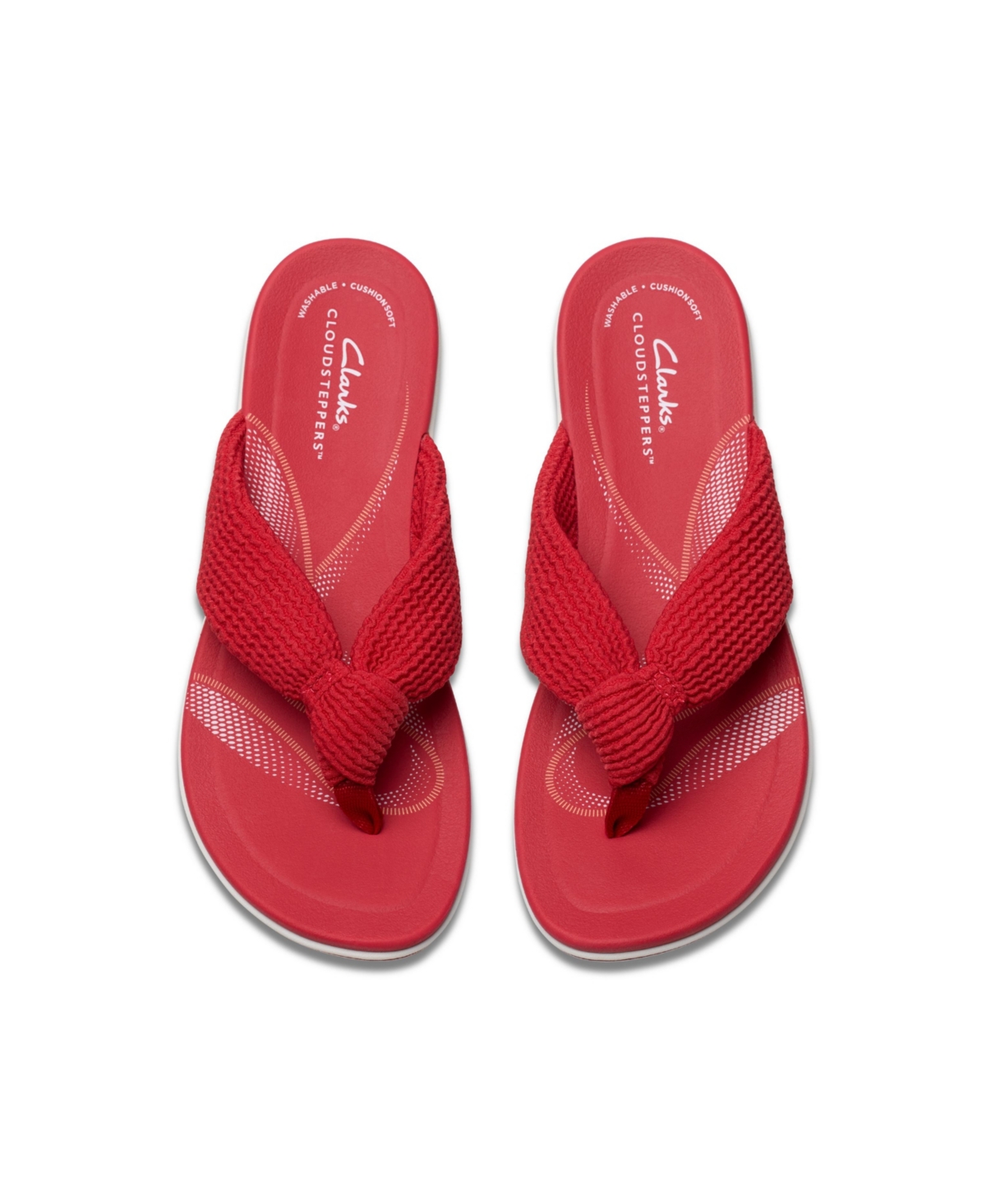Clarks Glide Post Womens Flat Slip On Thong Sandals In Cherry Textile