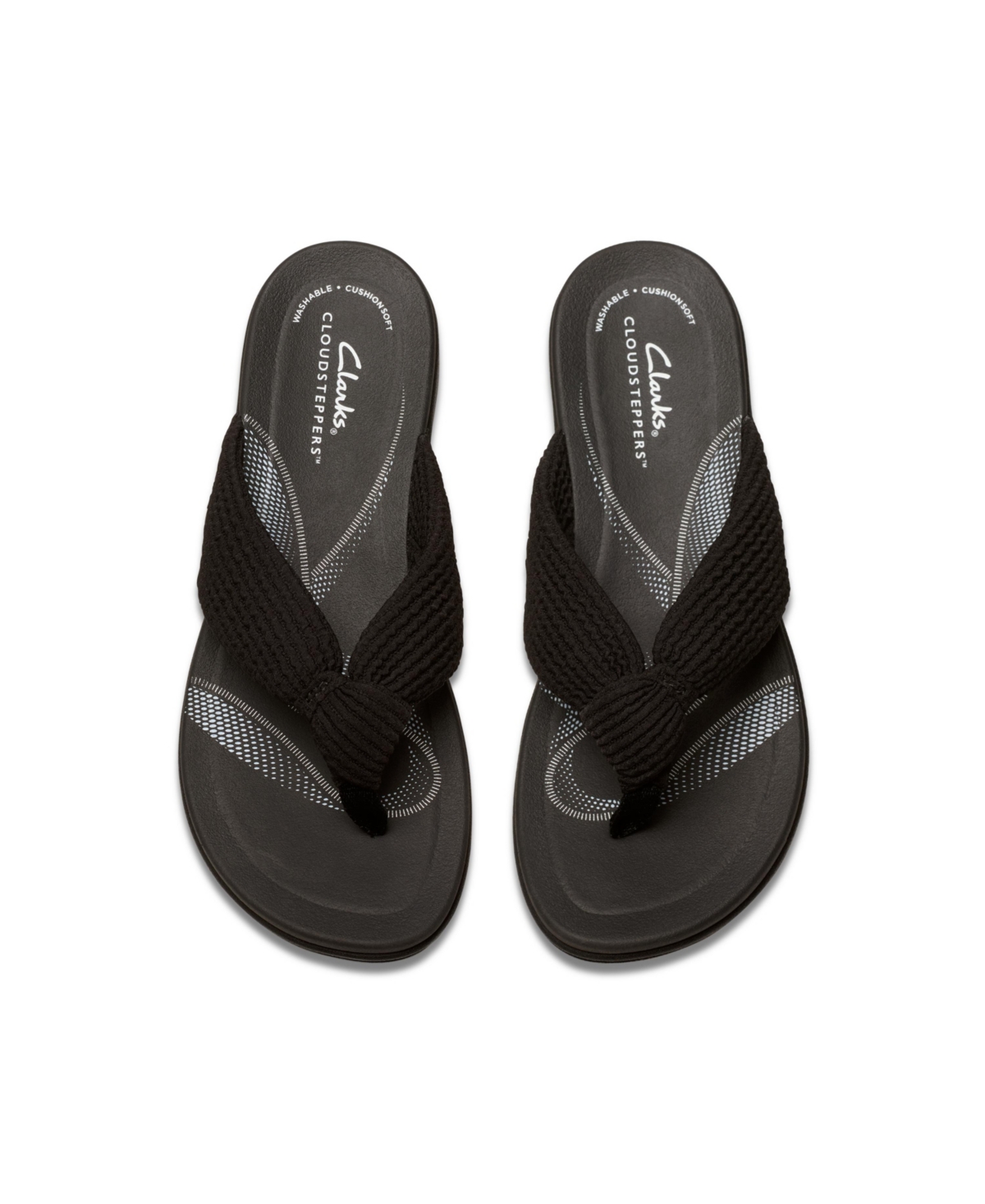 Clarks Cloudsteppers Women's Breeze Rae Erin Slip-on Flat Sandals In Black Textile
