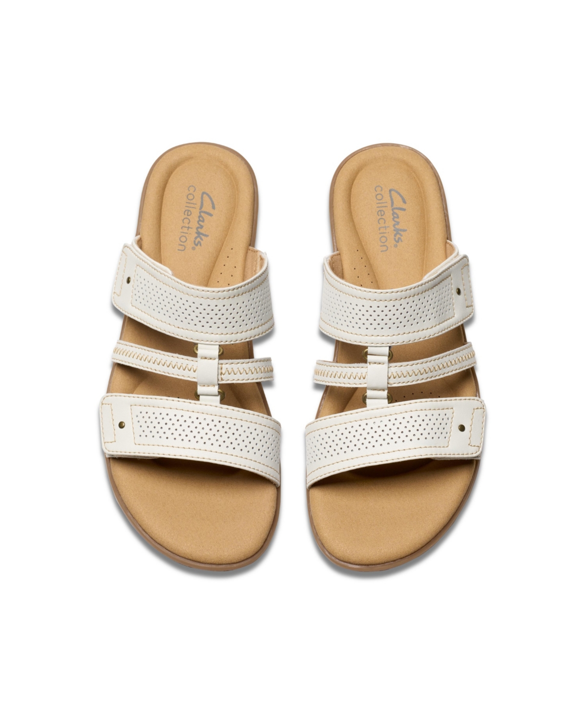 Clarks Collection Women's Elizabelle Ave Slip-on Flat Sandals In Off White Leather
