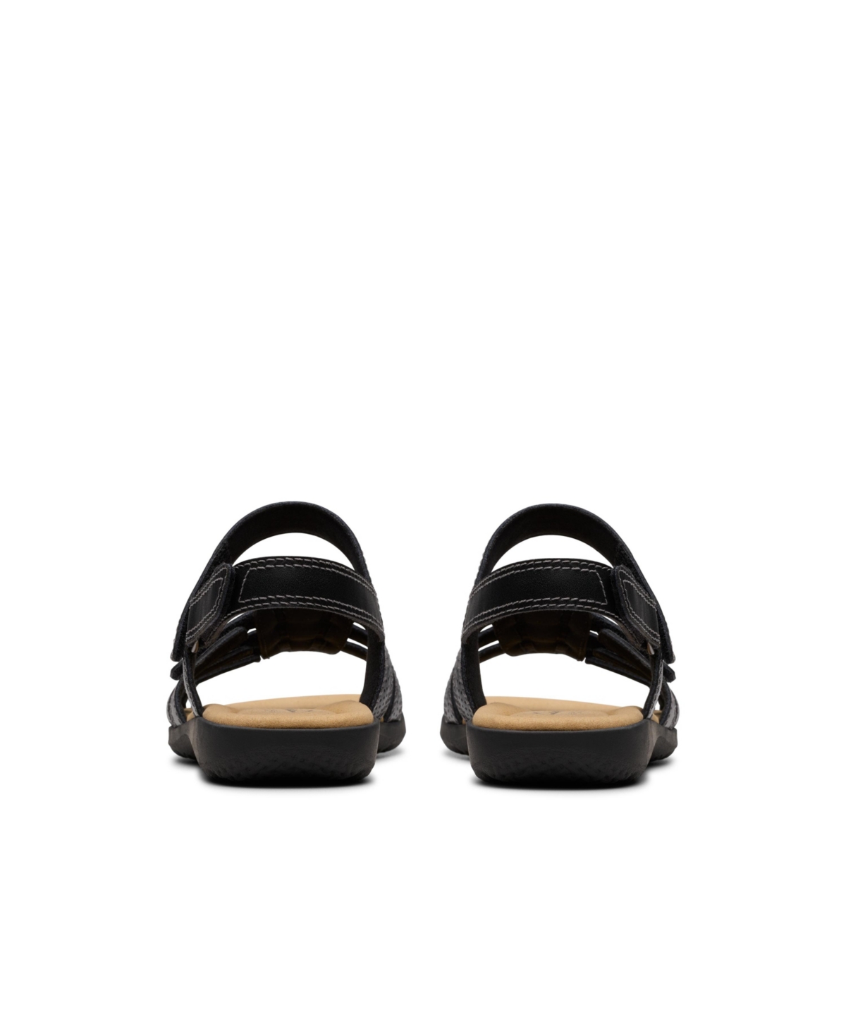 Clarks Collection Women's Elizabelle Kay Riptape Flat Sandals In Black Leather
