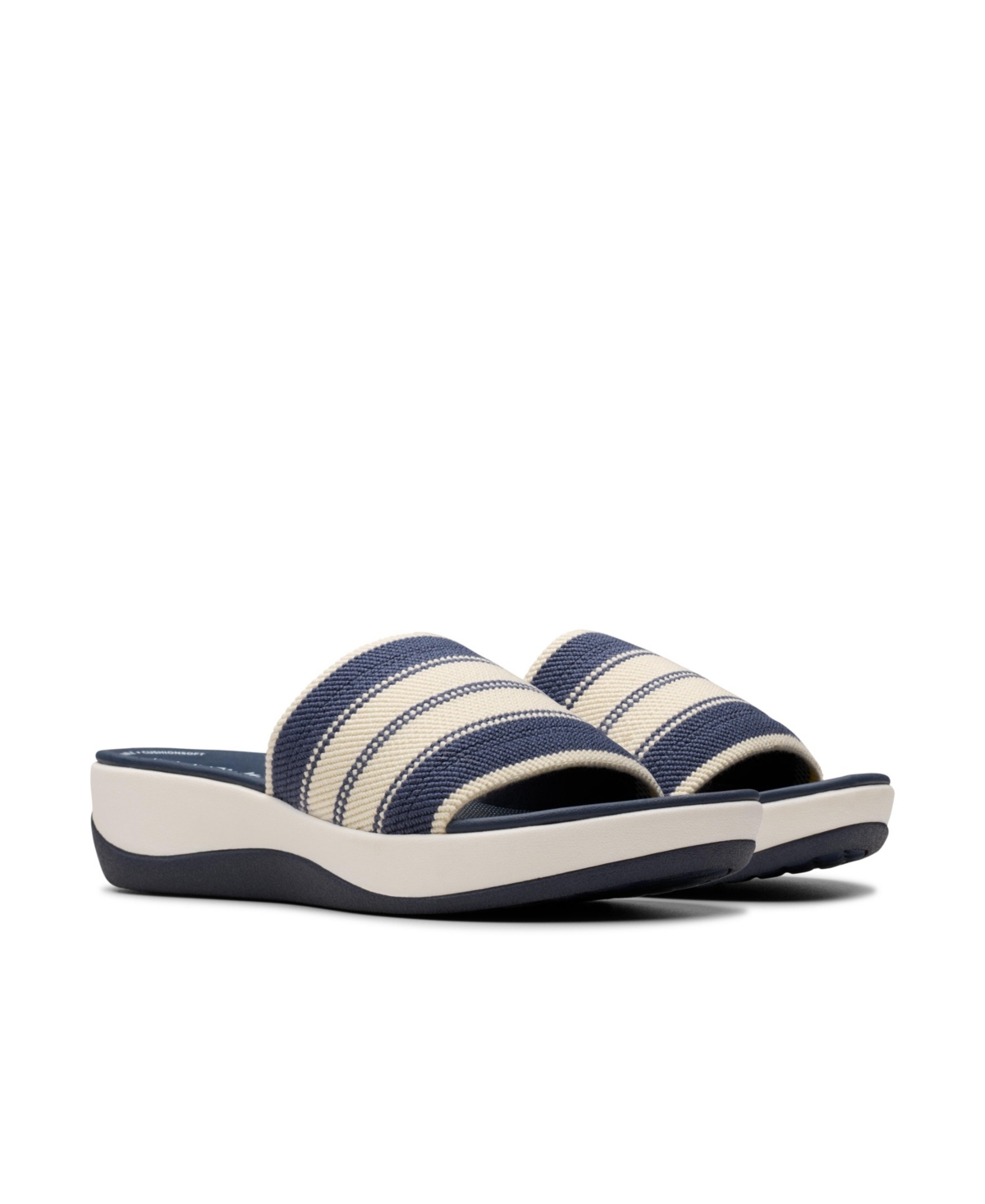 Clarks Cloudsteppers Women's Arla Hollis Slip-on Flat Sandals In Navy Combi Textile