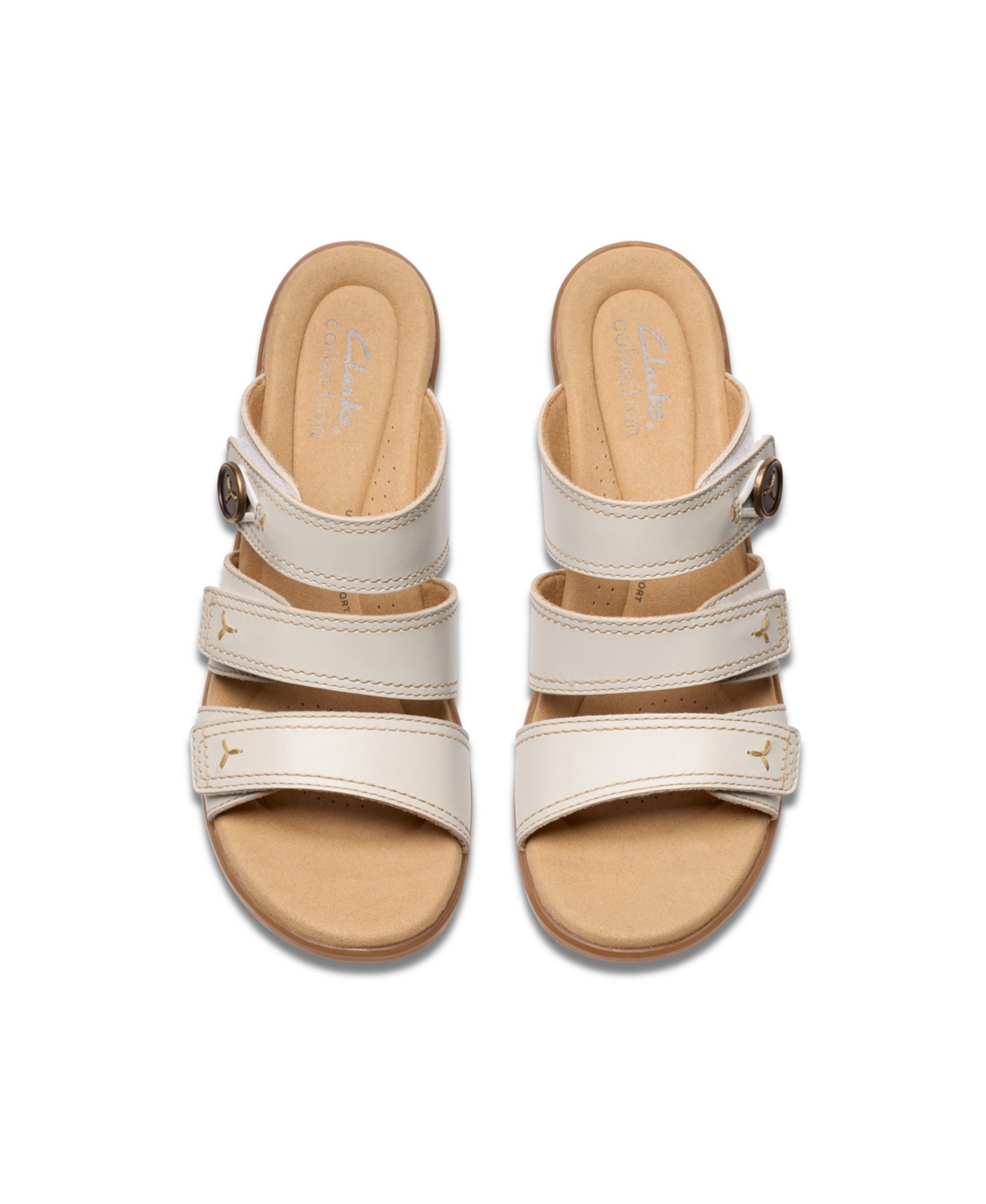 Clarks Collection Women's Emily2 Adella Block Heel Sandals In Off White Leather