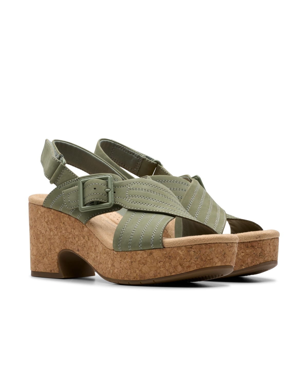 Clarks Collection Women's Nerisa West Wedge Sandals In Sage Nubuck