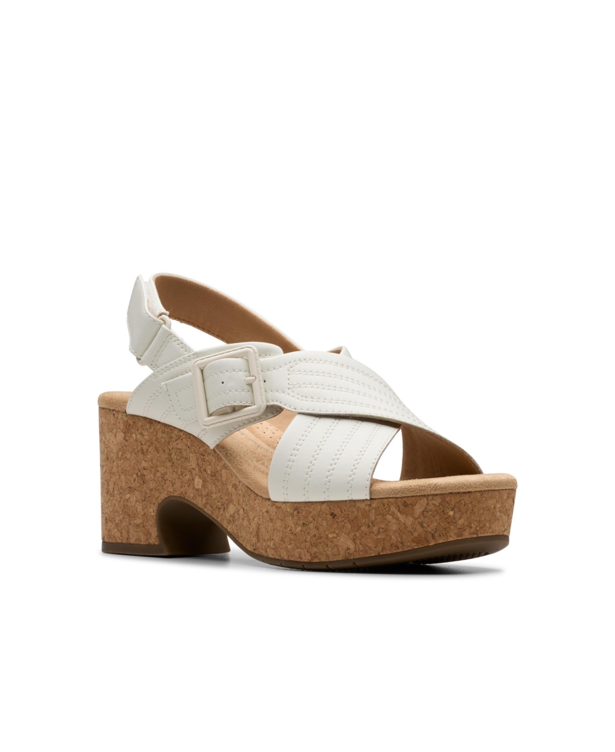 Clarks Collection Women's Nerisa West Wedge Sandals In White Leather