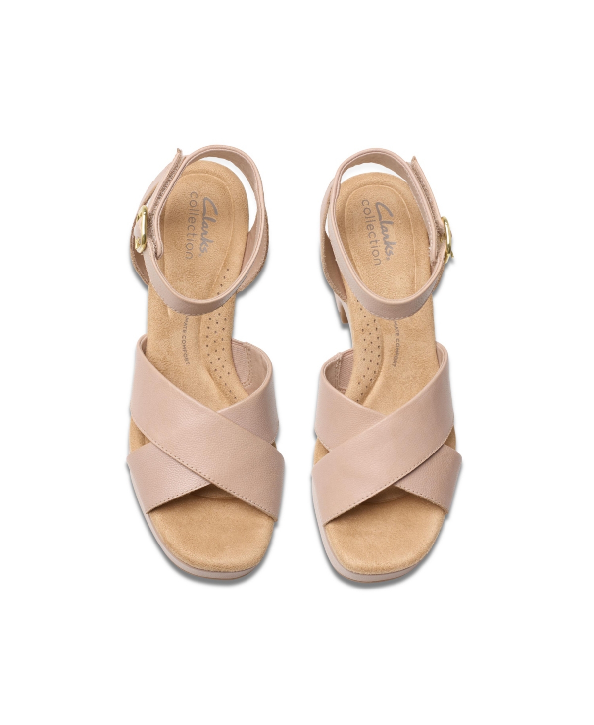Clarks Collection Women's Nerisa Wedge Sandals In Beige Leather