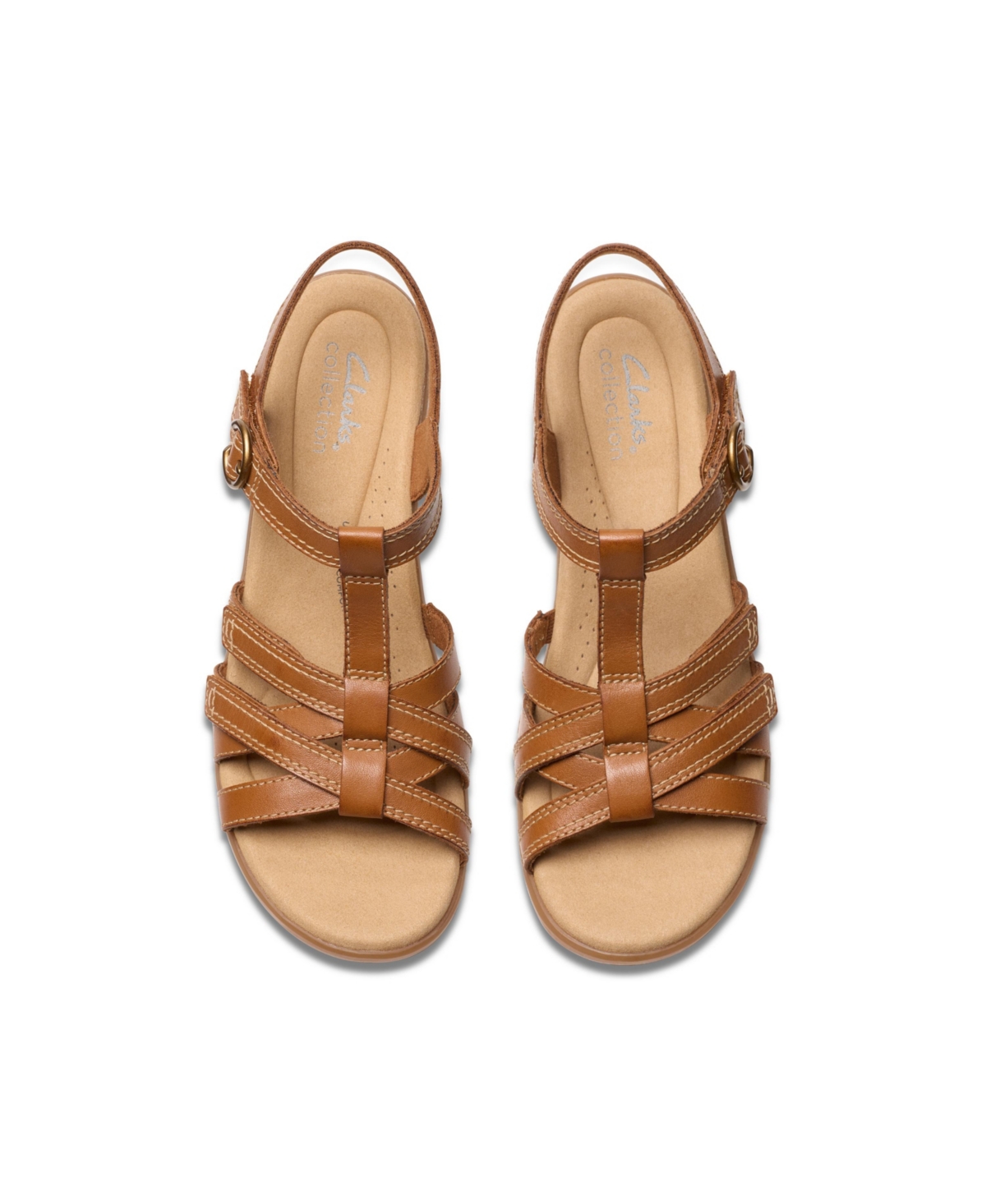 Clarks Collection Women's Emily2 Rose Block Heel Sandals In Tan Leather