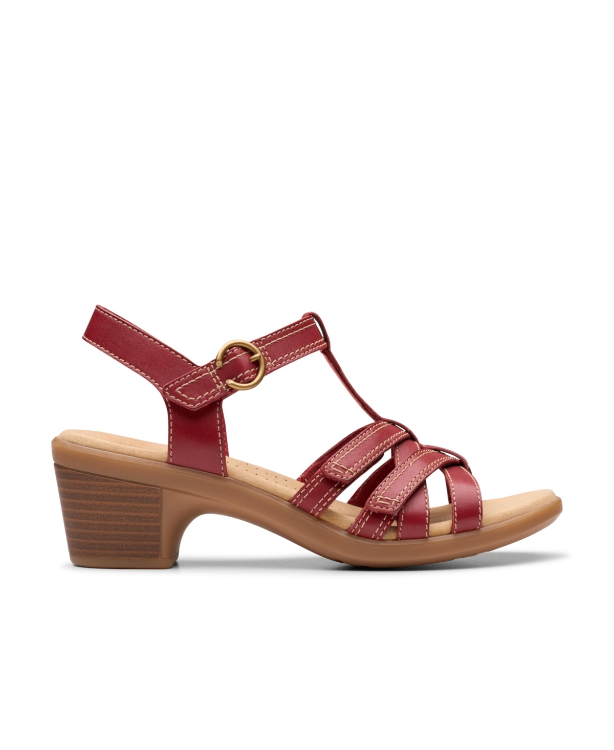 Shop Clarks Collection Women's Emily2 Rose Block Heel Sandals In Red Leather