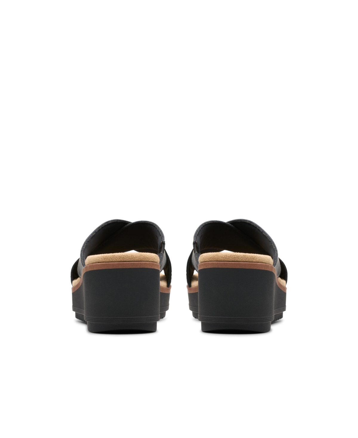 Clarks Jillian Gem Womens Faux Leather Slip-on Wedge Sandals In Black Leather