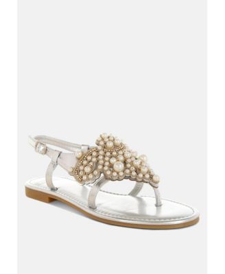Womens Opazie Metallic Pearl Embellished Flats