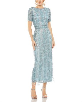 MAC DUGGAL クリスタルフリンジ シースドレス MAC DUGGAL クリスタルフリンジ シースドレス