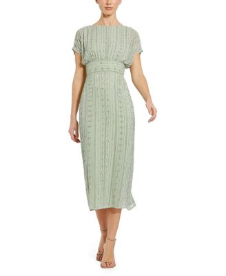 Women's Beaded Cap Sleeve Column Midi Dress