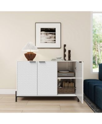 Modern Storage Cabinet with Adjustable Shelves, 49IN Accent Cabinet with 3 Doors, Decorative Cabinets for Living Room, Kitchen, Office