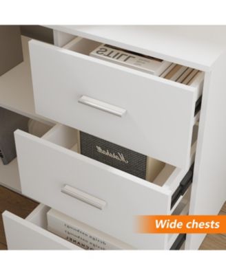 55.1 in. L-Shaped Brown Wood Computer Desk Writing Desk Office Executive Desk W/Removable Tabletop, Shelves, 3-Drawers